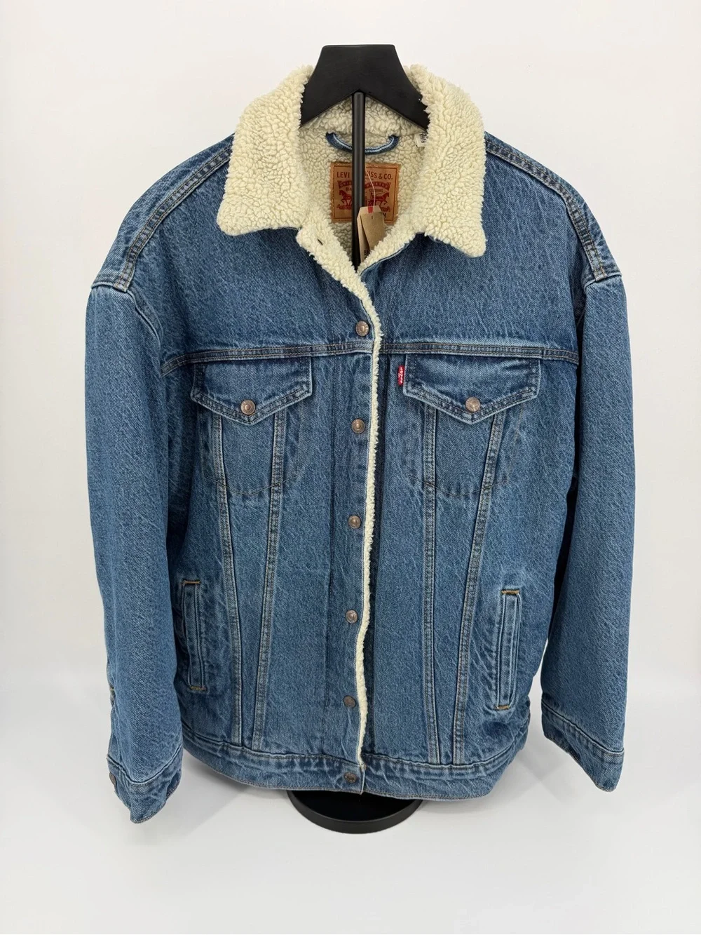 Levi's Baggy Trucker Jacket Sherpa Lined Denim Jean Jacket Men's M NWT